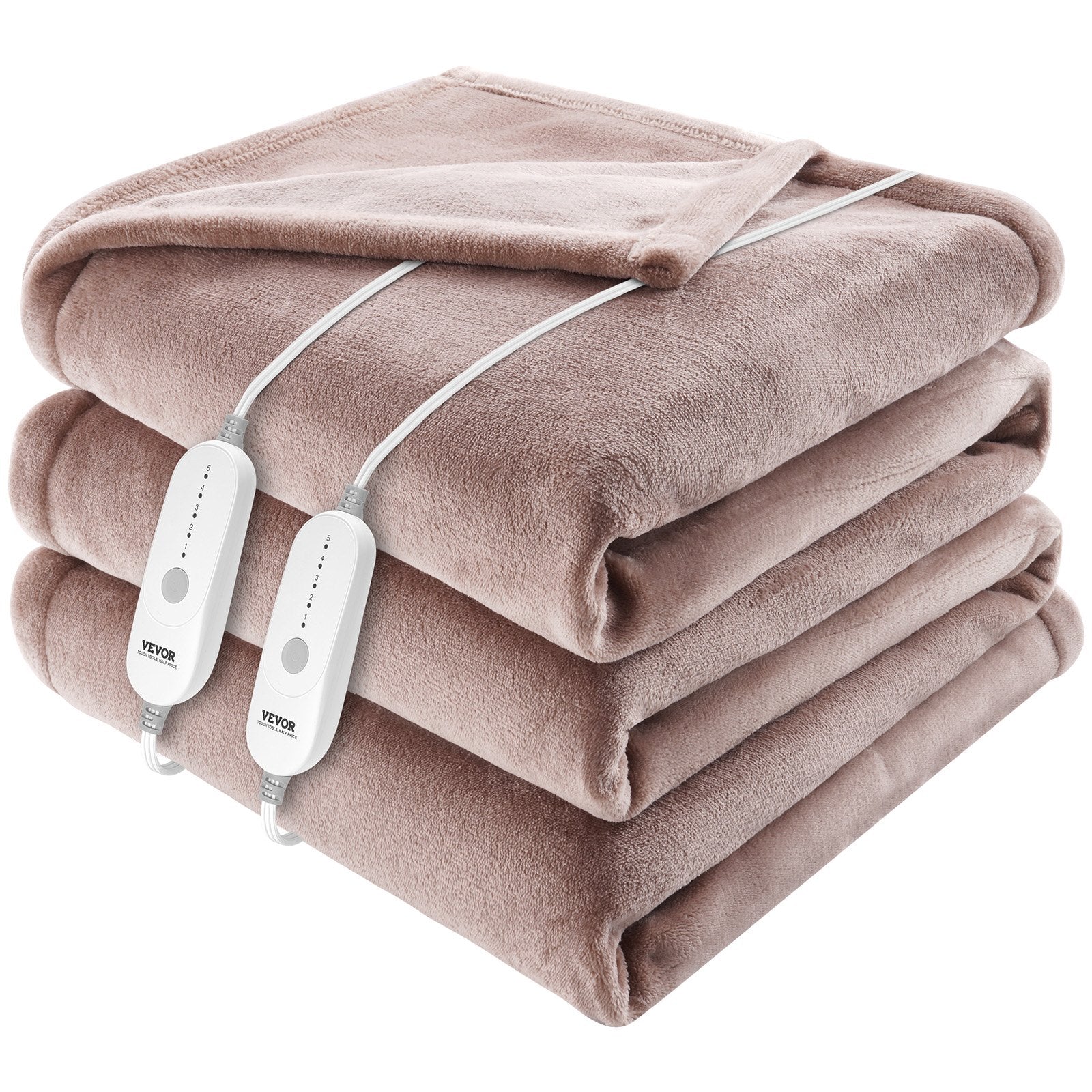 Heated Blanket Electric Throw, 100" X 90" King Size, Soft Flannel Heating Blanket With 10 Hours Timer Auto-off & 5 Heating Levels, Dual Control, Machine Washable, ETL & FCC Certification (Beige)